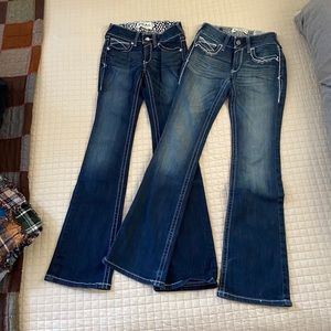 (2) pair Ariat R.E.A.L jeans size 25R